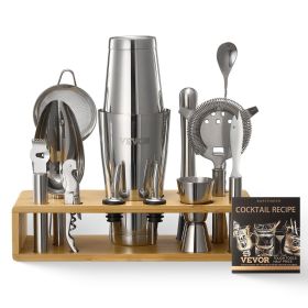 VEVOR Cocktail Shaker Set, 13-Piece Stainless Steel Bar Tools with Bamboo Stand, Boston Bartender Kit Accessories | Mixer Spoon, Muddler, Jigger VEVOR Cocktail Shaker Set, 13-Piece Stainless Steel Bar Tools with Bamboo Stand, Boston Bartender Kit Accessories | Mixer Spoon, Muddler, Jigger